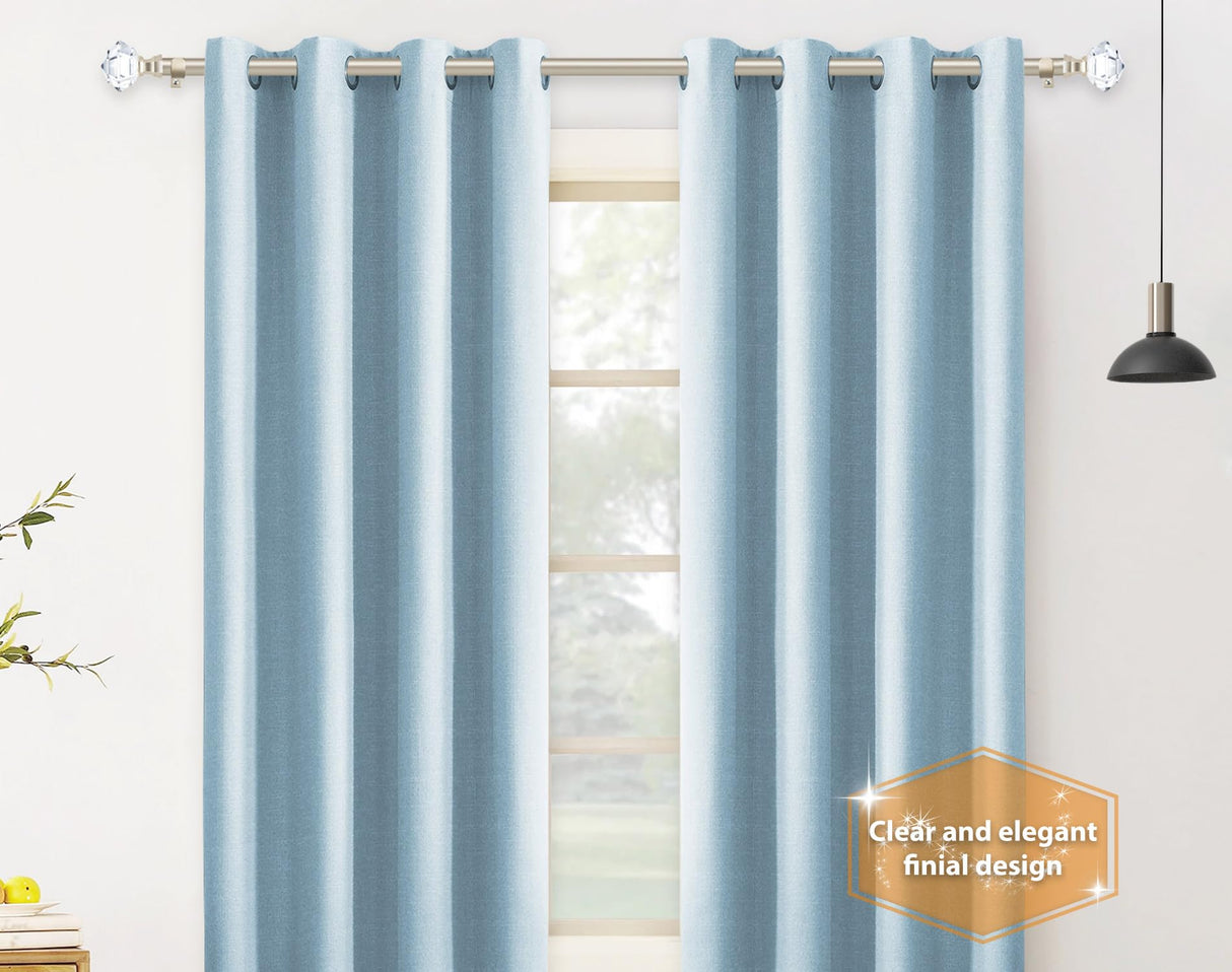 TONIAL Curtain Rods 32 to 58 Inch(2.6-4.8ft), Telescoping Splicing 3/4 Single Rods for Windows Decorative Drapery Rod with Acrylic Diamond Finial, Champagne Gold TONIAL
