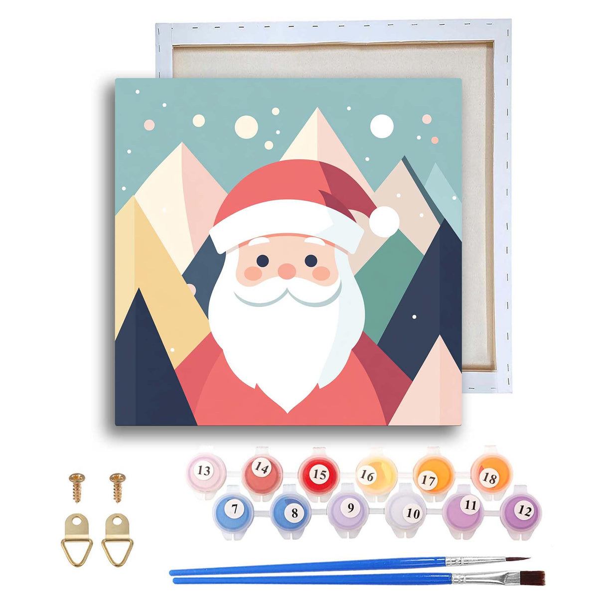Ginfonr Framed Paint by Numbers Kit for Adults, Christmas Acrylic Paint by Numbers on Canvas, Santa Oil Painting with Brushes, Adults Paint-by-Number Kits for Home Wall Decor (4PCS 8x8inch) Ginfonr