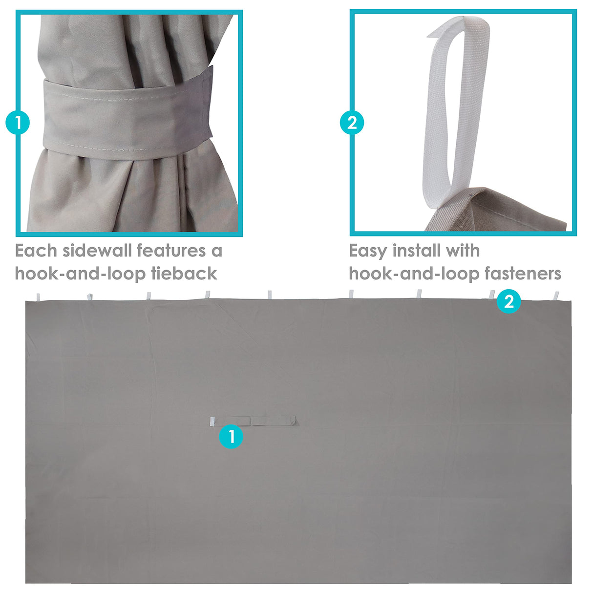 Sunnydaze 10-Foot x 13-Foot Gazebo 4-Piece Polyester Sidewall Set - Outdoor 125 Inches Wide x 77 Inches Tall Polyester Fabric Gazebo Curtains Only - Replacement Sidewalls - Gray Sunnydaze