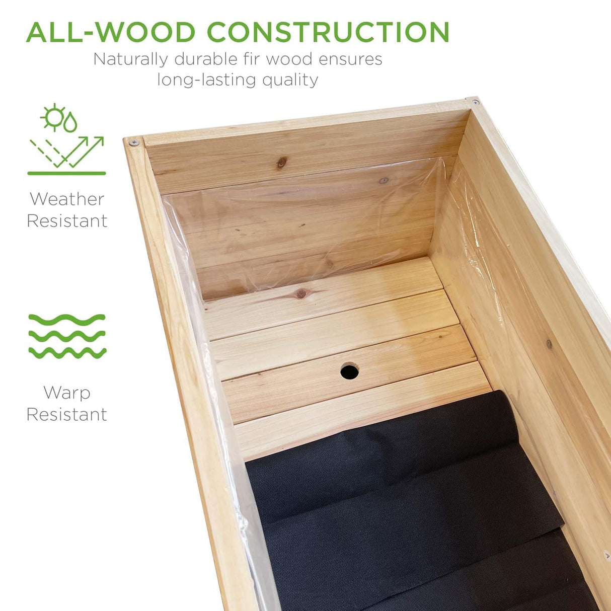 TRUEAURA Wood Raised Garden Bed, Rectangular Planter Box Outdoor Large Tall Trough 39"x28"x15" Flower Planters Boxes with Bottom for Plants Herb Patio Porch Balcony Privacy Screen TRUEAURA