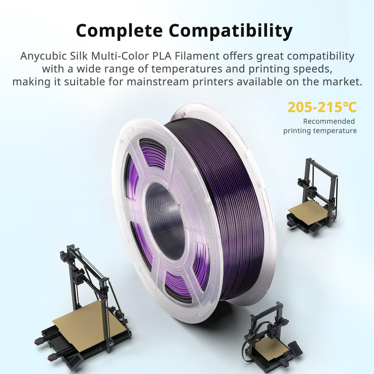 ANYCUBIC Silk Dual Color Pla Filament, 2-in-1 Chrome Coextrusion Color Change 3D Printer Filament 1.75mm Dimensional Accuracy +/- 0.02mm, Silk Texture, 1KG Spool (2.2 lbs), Black Purple ANYCUBIC