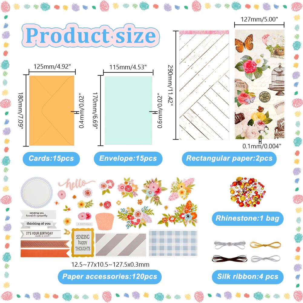 AHANDMAKER Paper Card Making Kits Colorful Handmade Greeting Card Kits for Christmas Day Cards, Easter Cards Birthday Invitation, DIY Envelope & Card Making, Slightly Lighter Color AHANDMAKER