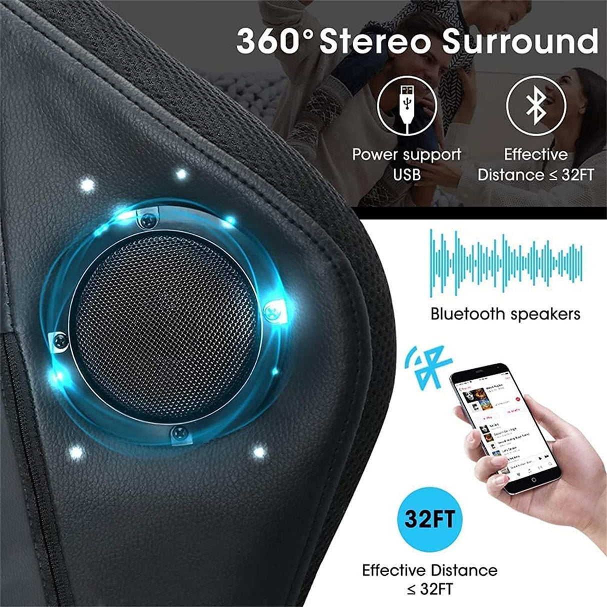 TBQATNTS Gaming Chair with Speakers,Led Gaming Chair,Ergonomic Pro Gaming Chair with Full Massage Lumbar Support Bluetooth Speakers Backrest Adjustable/Gaming Chairs for Adults,Red TBQATNTS