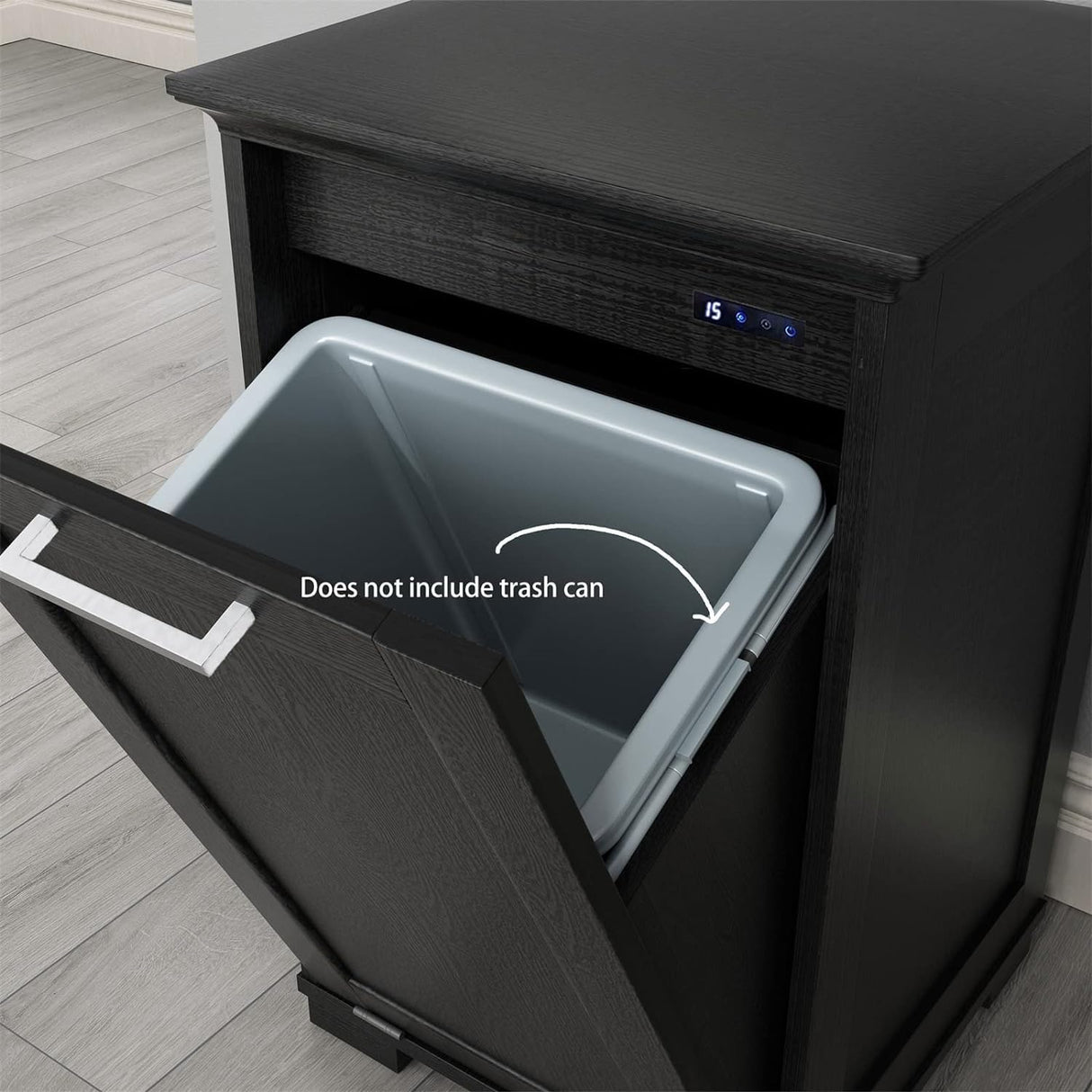 Smhxo Tilt Out Trash Cabinet, Wooden Freestanding Trash Cabinet with Deodorising Function, 10 Gallons Hidden Laundry Sorter Cabinet, Black Smhxo