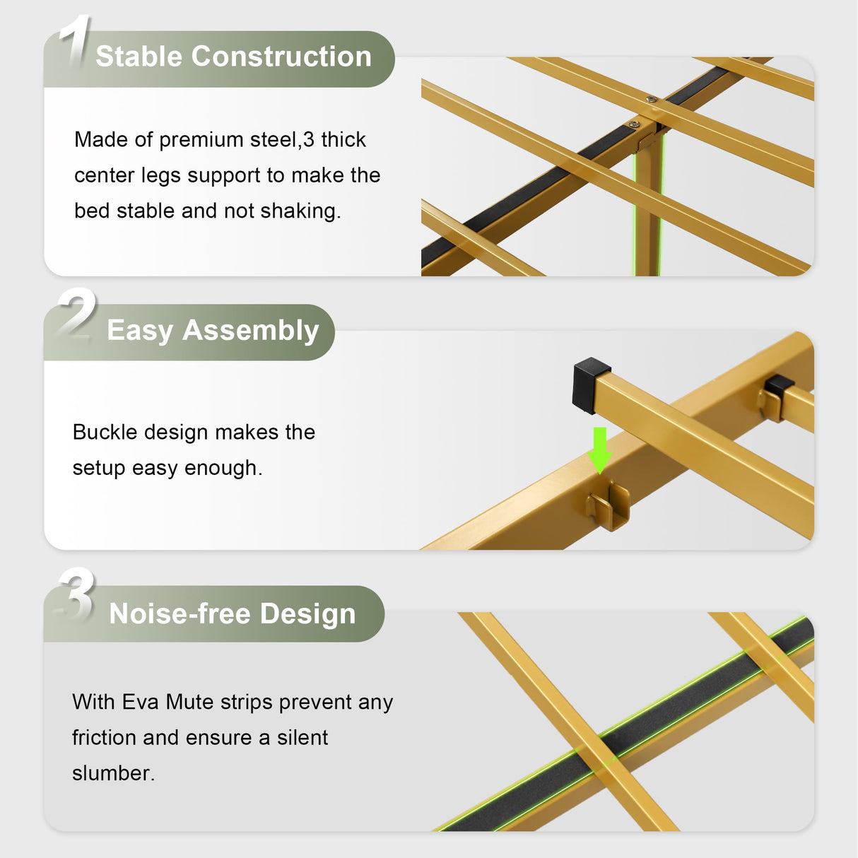 Feonase Velvet Queen Bed Frame with Fast Charging Station,Metal Platform Queen Size Beds with Upholstered Headboard & Footboard,12" Underbed Storage Space,Easy Assembly,Gold&Beige Feonase