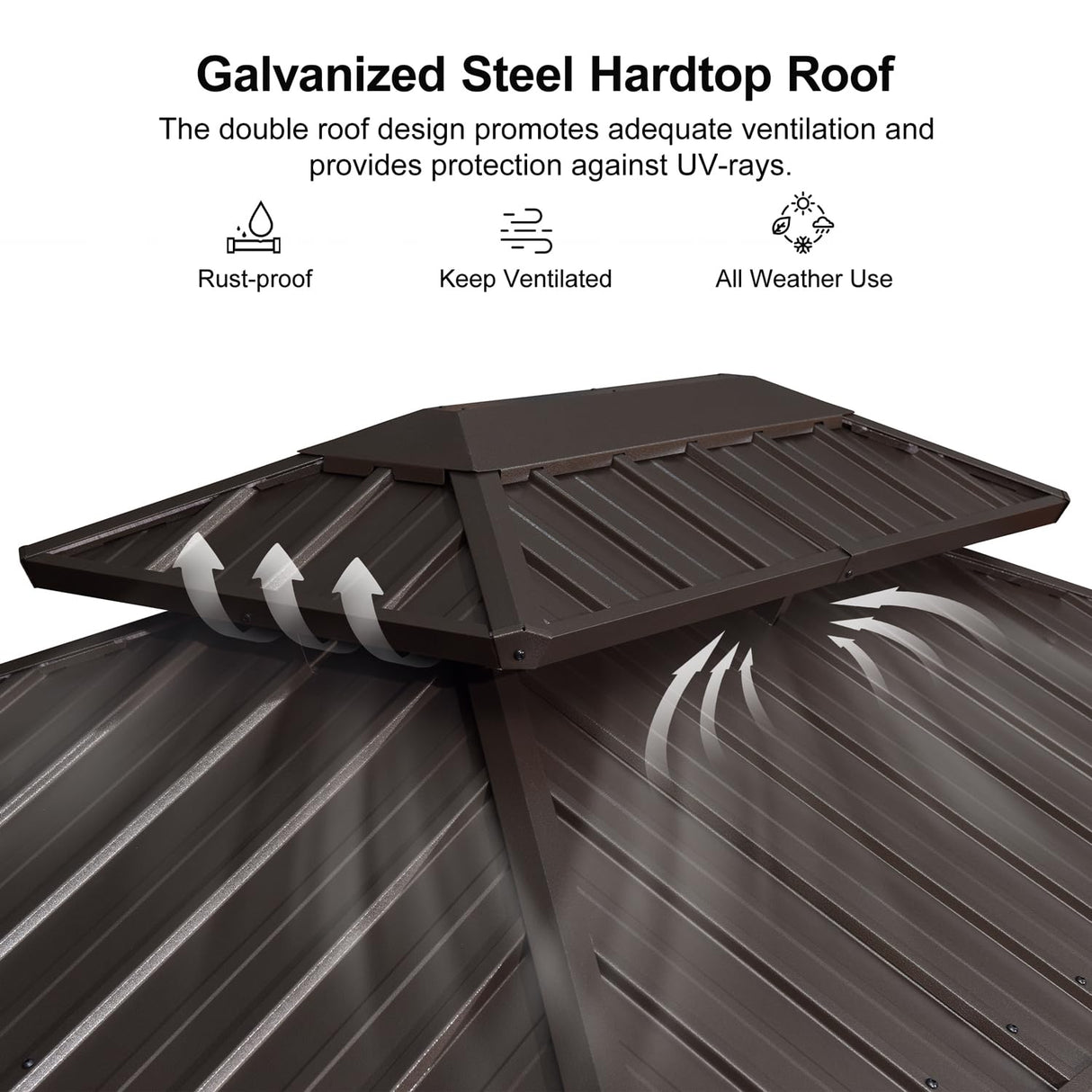 PURPLE LEAF 6.5' X 10' Hardtop Grill Gazebo for Patio Permanent Metal Roof with 2 Side Shelves Deck Yard Tent Aluminum Garden Outside Sun Shade Outdoor BBQ Canopy PURPLE LEAF