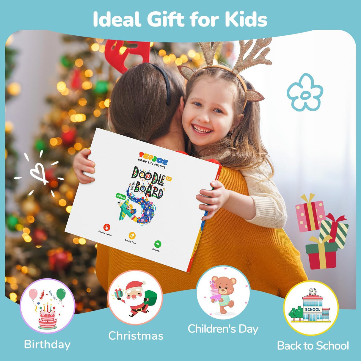 TECJOE 4 Pack LCD Writing Tablet, 8.5 Inch Colorful Doodle Board Drawing Tablet for Kids, Kids Travel Games Activity Learning Toys Birthday Gifts for 3 4 5 6 Year Old Boys Girls Toddlers Preschooler TECJOE