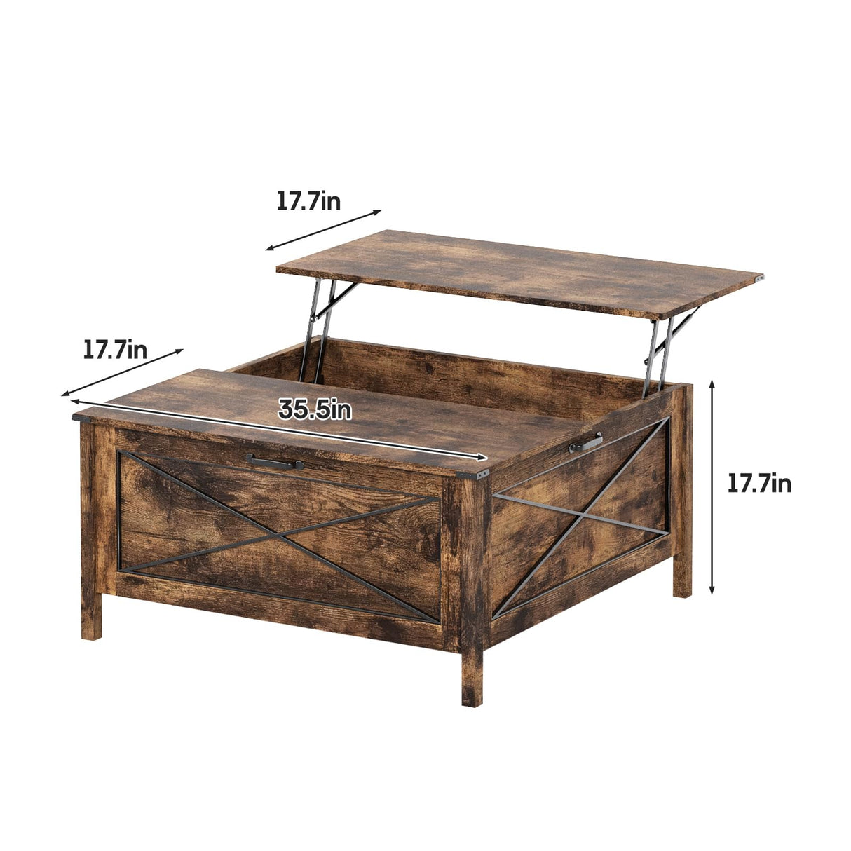 Mauqvit Lift Top Coffee Table,Square Center Table with Hidden Storage Compartment, Farmhouse Wood Coffee Table for Living Room,Bedroom, Home Office Maupvit