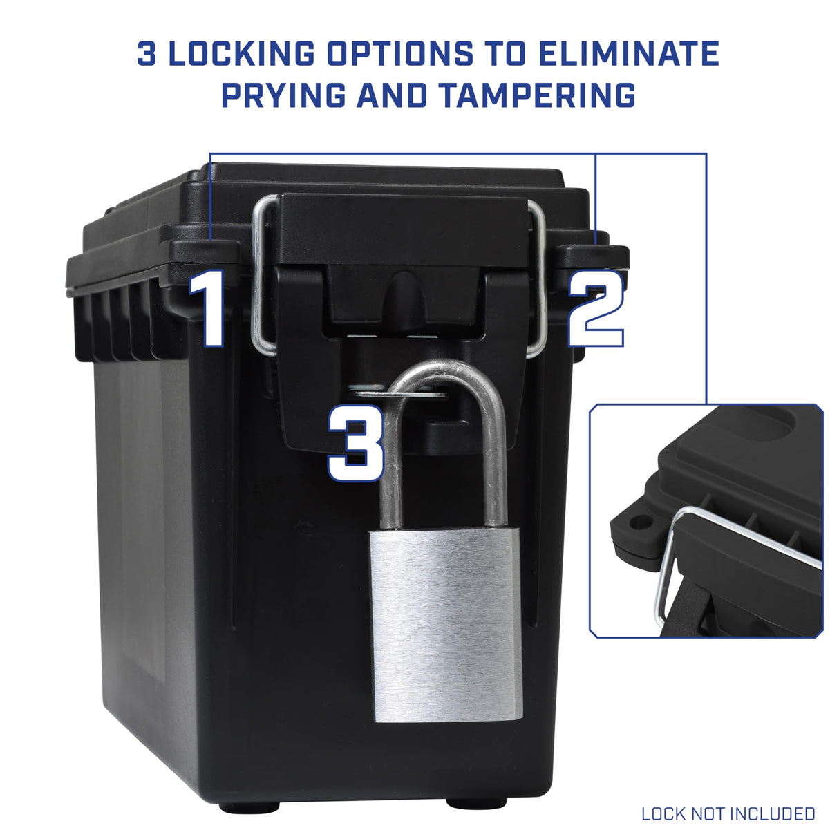 Sheffield 12629 Ammo Storage Box, Stackable .30 Cal Field Boxes, Water and Dust Resistant, Lockable Storage Box with Handle, Secures Hunting Gear, Supplies, and Bullets, Made in USA, Black, 1-Pack Sheffield