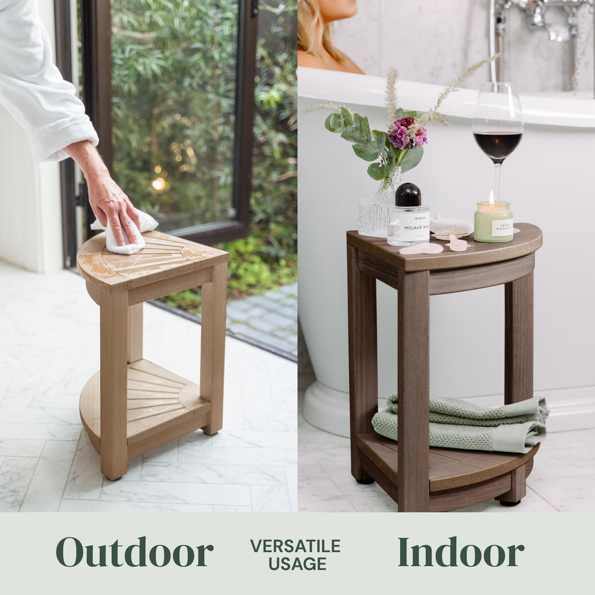 ROHKEX Corner Shower Stool HIPS - Waterproof Shower Bench for Shaving Legs - Easily Assembled Shower Organizer - Shower Seat for Inside Shower (Brown) ROHKEX