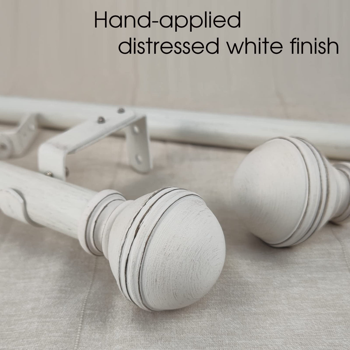 ILAISIHOME 1-1/8 Inch Diameter Farmhouse Style White Curtain Rods with Round Finial, 72-144 inch Telescoping Double Rod for window width 68-140 inch, 1 pack ILAISIHOME