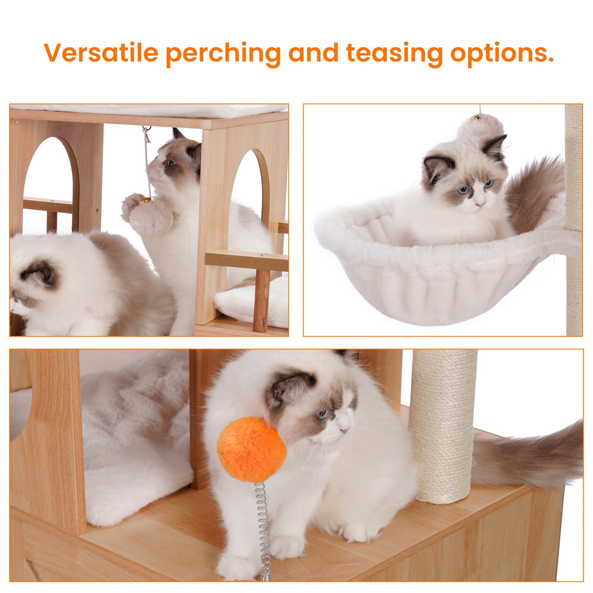 Heybly Cat Tree with Litter Box Enclosure for Indoor Big Cat, Cat Tower for Large Cats 20 lbs Heavy Duty,Modern Cat Condo Furniture with Scratching Posts, Walnut HCT110WB Heybly