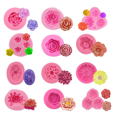 12 Pack Flower Candle Resin Mold - Resin Casting Silicone Molds for Home Decor & Candle Making Wave Spiral Mold