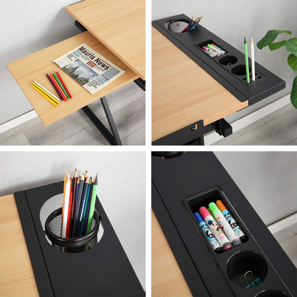 soges Drafting Table Art & Craft Drawing Desk Height Adjustable Wood Desk for Drawing, Painting, Writing and Studying soges