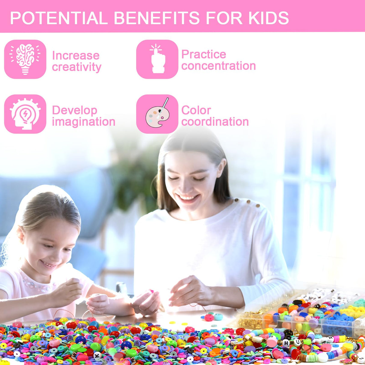 UHIBROS 5815 Pcs Clay Beads Bracelet Making Kit with Pretty Pendant Charms, Jewelry Making Kit for Girls 8-12, Polymer Letter Heishi Beads , Gifts for Girls NANQUAN