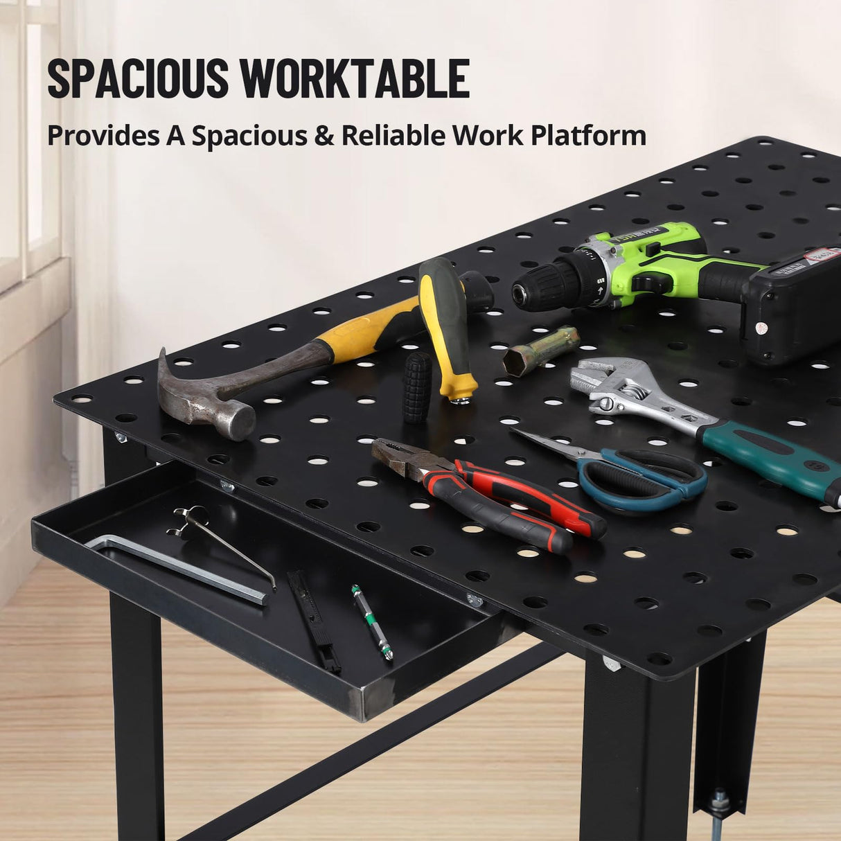 TROPOW Welding Table 36"x24", 5/8-inch Fixture Holes Steel Welding Workbench Table, 1500lbs Load Capacity Welding Table Portable Work Bench TROPOW