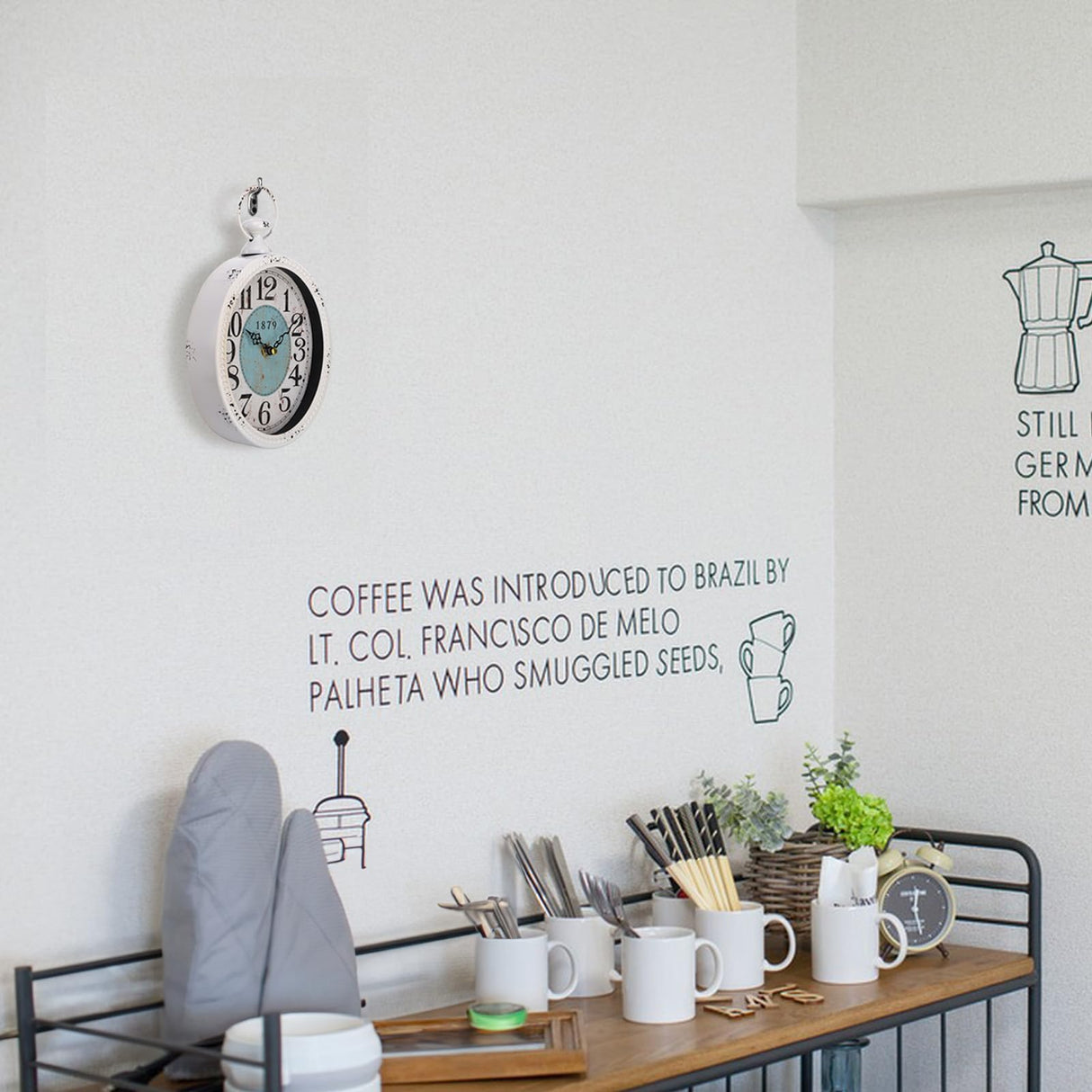 ZENFUN Oval Retro Wall Clock, Rustic Silent Clocks, Elegant Vintage Style, White Antique Design, Battery Operated Non Ticking Wall Clock for Kitchen,Farmhouse, Office(11.2" H x 6.7" W) ZENFUN