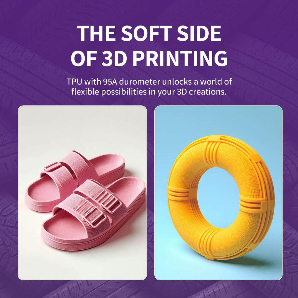 OVERTURE TPU Filament 1.75mm Flexible TPU Roll, 95A Soft 3D Printer Filament, 1kg Spool (2.2 lbs), Dimensional Accuracy +/- 0.02 mm (TPU Black) OVERTURE