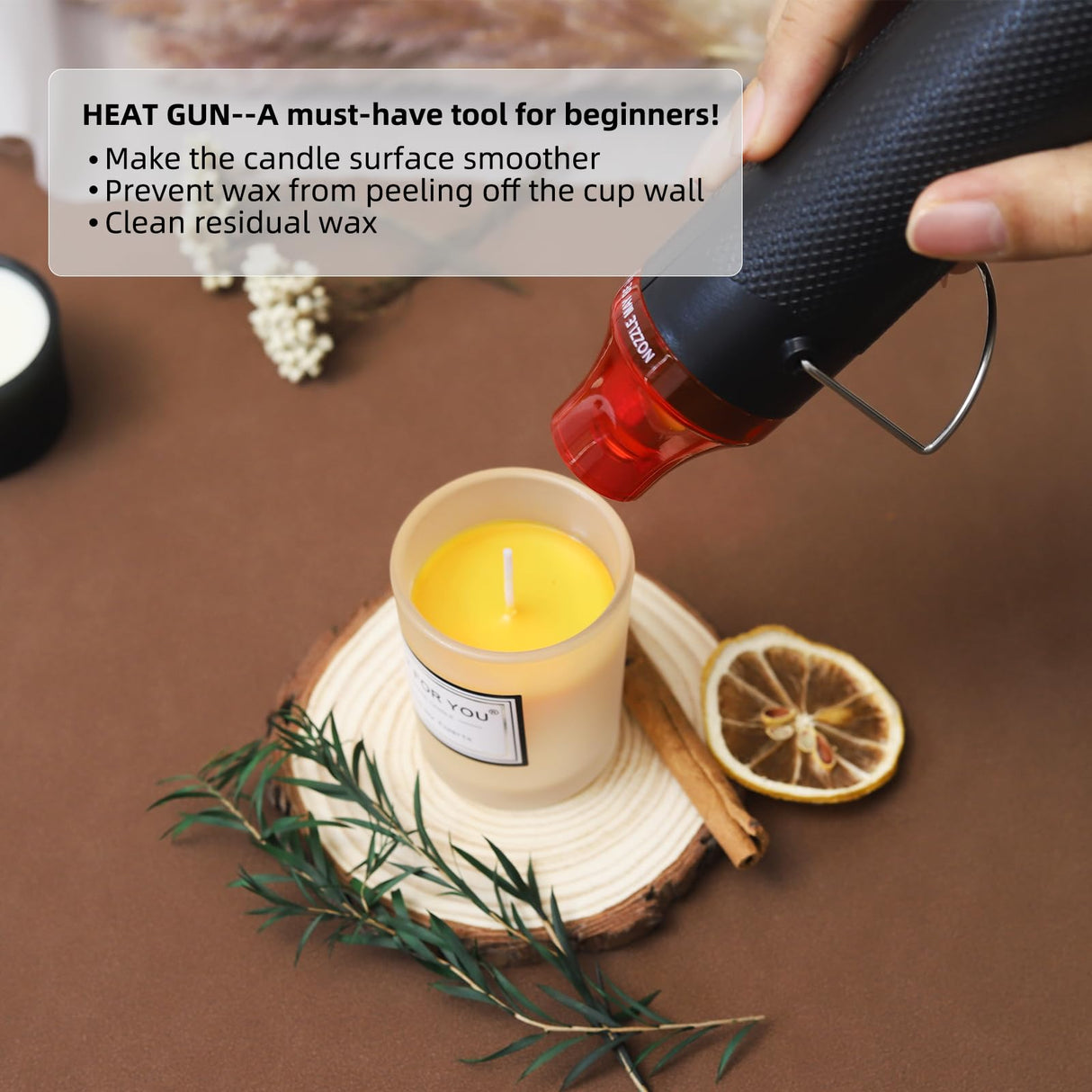 handysienda Candle Making Kit Supplies for Adults, DIY Soy Candle Make Set for Beginners, with Heat Gun, 900ml Pouring Pot Metal Pitcher, Thermometer, Candle Making Accessories handysienda