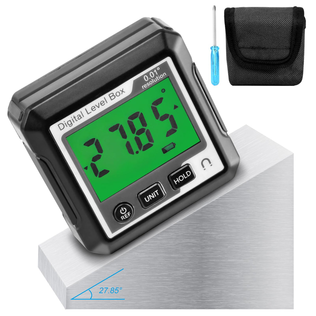 Digital Level Angle Gauge, Converts Between Degrees, Digital Angle Finder Backlit LCD Digital Magnetic Protractor Inclinometer Level Box, Angle Finder Tool Protractor HKZTUY