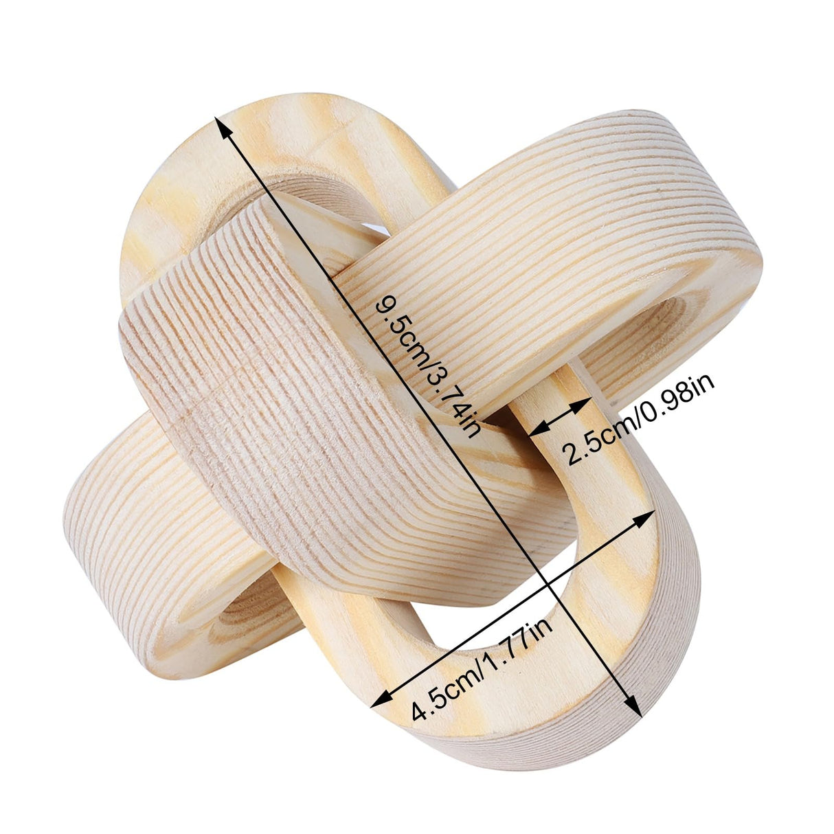 Ochine Wood Knot Chain Link Decor, Wood Knot Decor 3 Link Boho Wooden Hand Carved Decorative Wooden Links Knots Wood Chain Link Decor for Coffee Table Entryway Modern Farmhouse Shelf Decoration Ochine