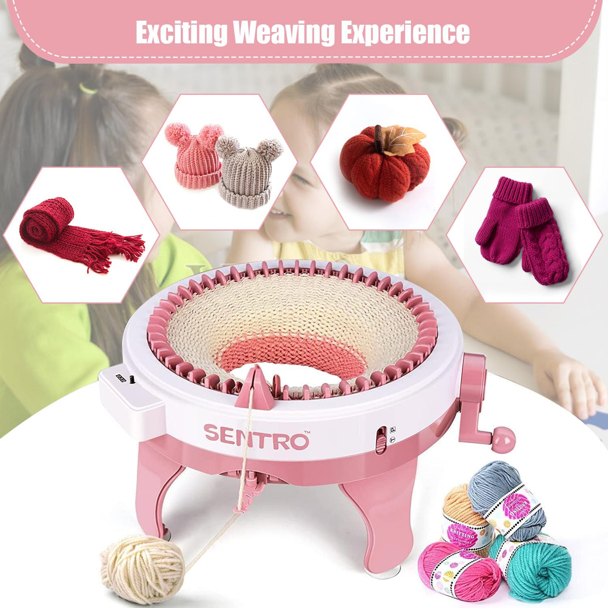 SENTRO Knitting Machine, 48 Needles Knitting Crochet Machine, Smart Knitting Loom Machine with Row Counter for Adults Beginners, Circular Double Knit Loom Crochet Knitting Machine Kit for Hat Socks SNOUUOSN