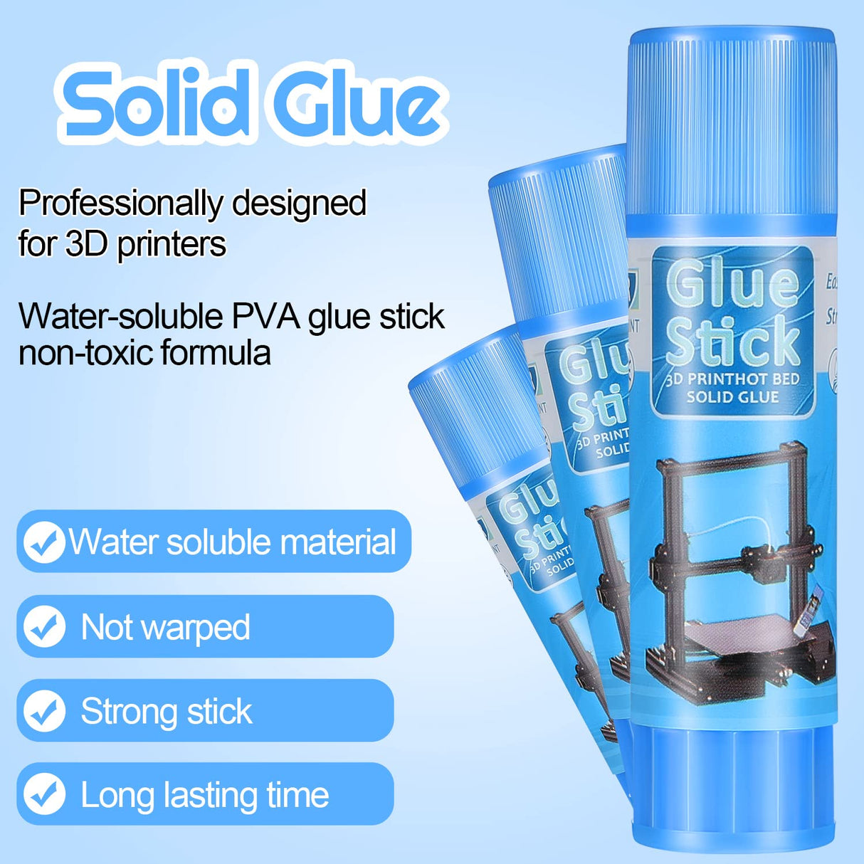 Outus 3D Printer Glue Sticks PVP Solid Glue Sticks for 3D Printer Hot Bed Removing Printing Models(6 Pieces) Outus