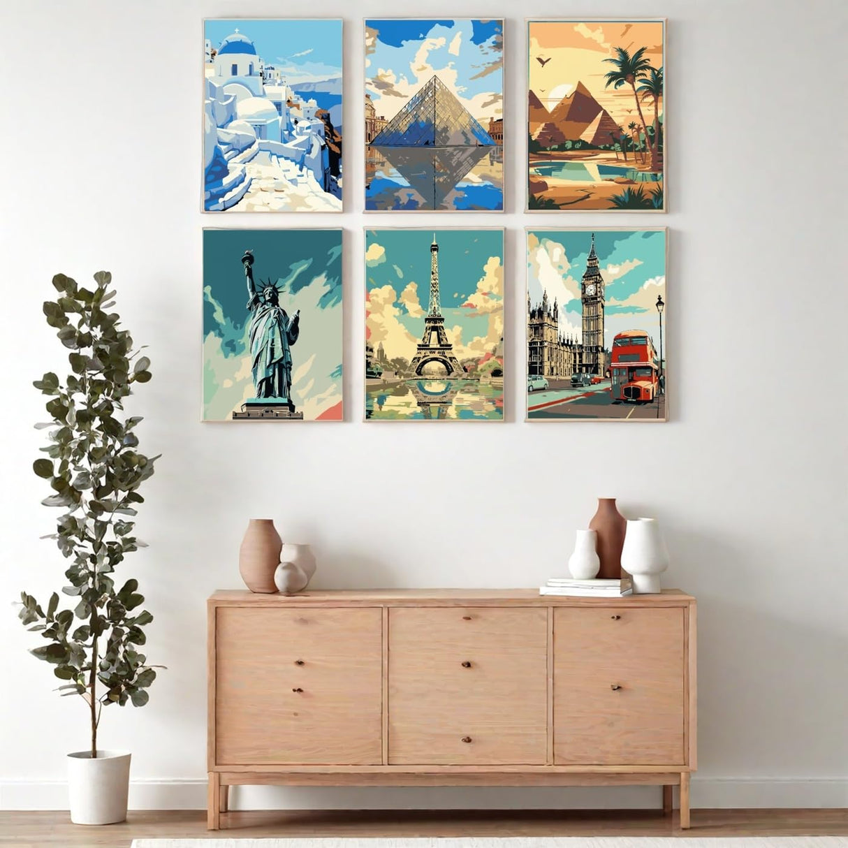 Lofenghome Paint by Number Kits for Adults, DIY Canvas Adults Craft Art Projects, World Landmarks Collection 6-Pack Famous Architecture Scenes for Adult Crafts Lofenghome