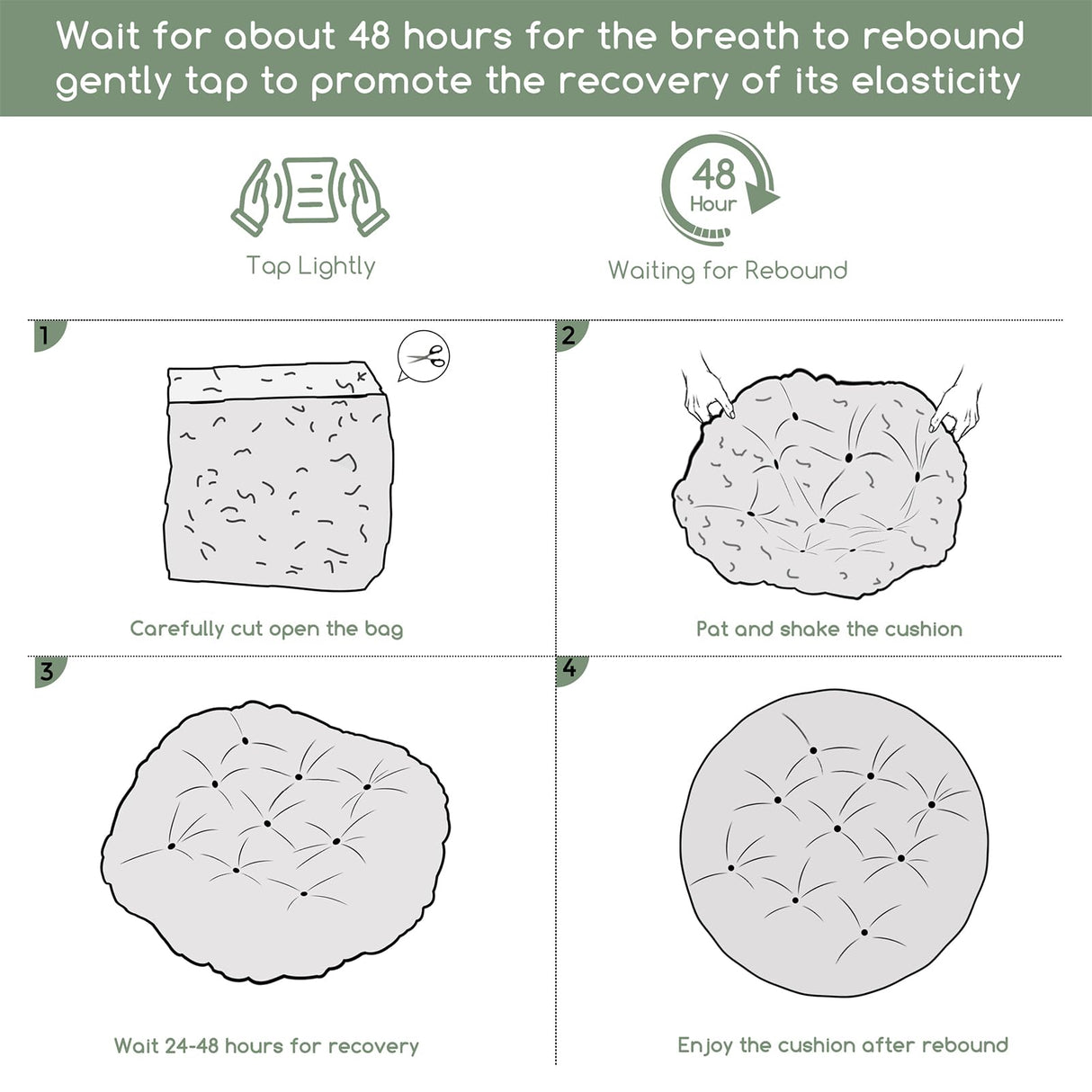 HIGOGOGO Papasan Chair Cushion with Corduroy Cover (Without Chair), 48 x 48 Inch Supportive Cushion, Overstuffed Chair Cushion,Beige HIGOGOGO