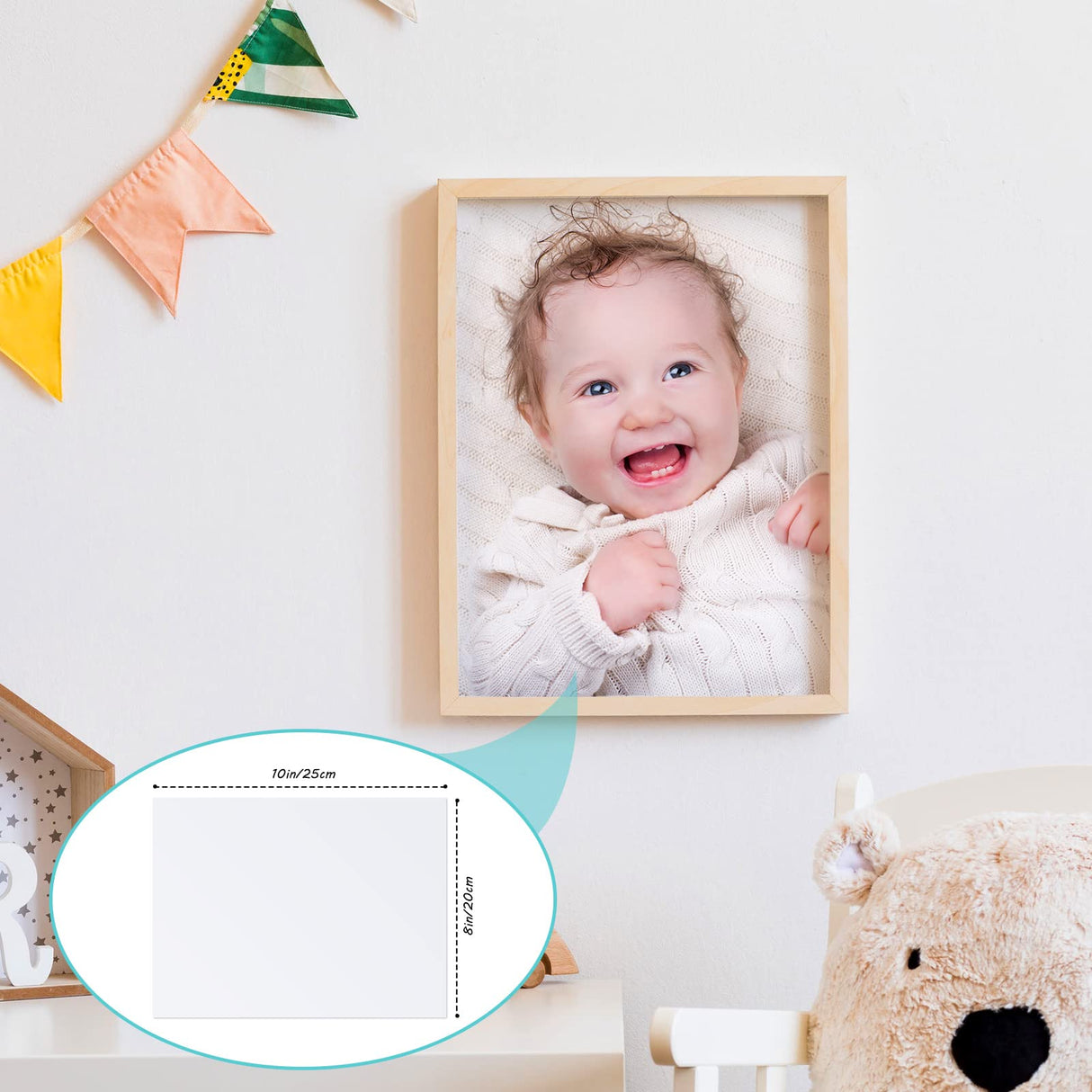 Hotop 8 Pieces Sublimation Aluminum Photo Sign Metal Blank Photo Board Sublimation Picture Panel Wall Art Aluminum Plate for Wedding DIY Printing Bedroom Living Room, White(8 x 10 Inch) Hotop