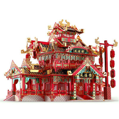Piececool 3D Puzzles for Adults Metal Model Kits, Chinese Ancient Reataurant 3D Metal Puzzle, Traditional Architecture Building Puzzle DIY Toys, Great Gift Idea-215 Pcs