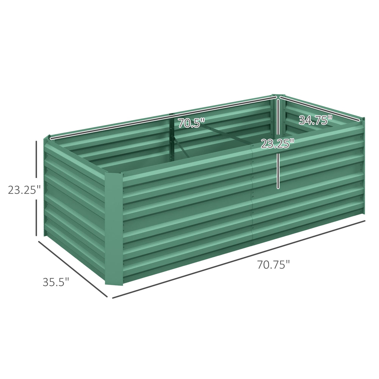 Outsunny Galvanized Raised Garden Bed Kit with Reinforcing Bars, Large and Tall Metal Planter Box for Vegetables, Flowers and Herbs, 6' x 3' x 2', Light Green Outsunny