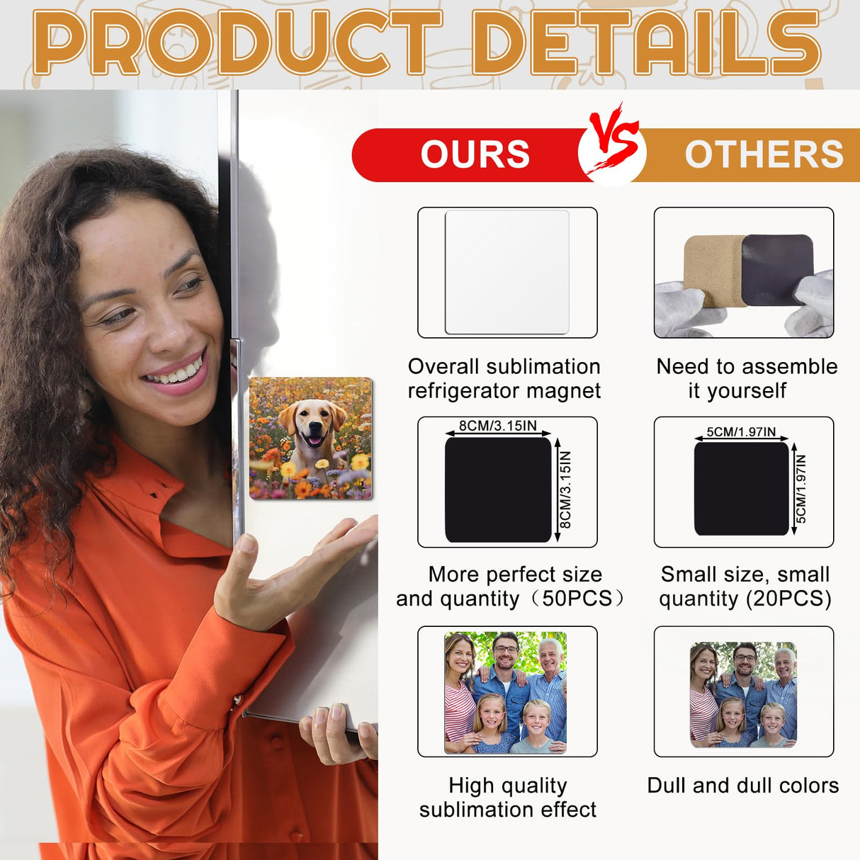 50 Pcs Sublimation Magnets Blank 3x3 Inch Personalized Fridge Refrigerator Magnet Blank DIY Sublimation Refrigerator Magnet Bulk Square Sublimation Magnets for Kitchen Decorative Fridge Magnets Blank ZhouBoat