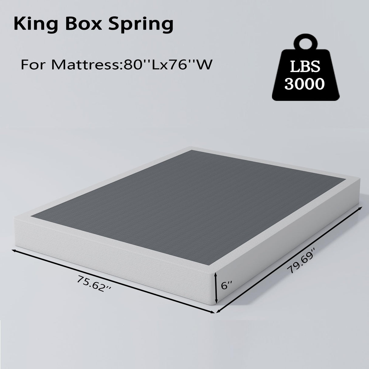 Vaciwe 6 Inch Box Spring King Size Bed Base, Heavy Duty Metal Frame Mattress Foundation with Easy Clean Cover, Noise Free,Easy Assembly Vaciwe