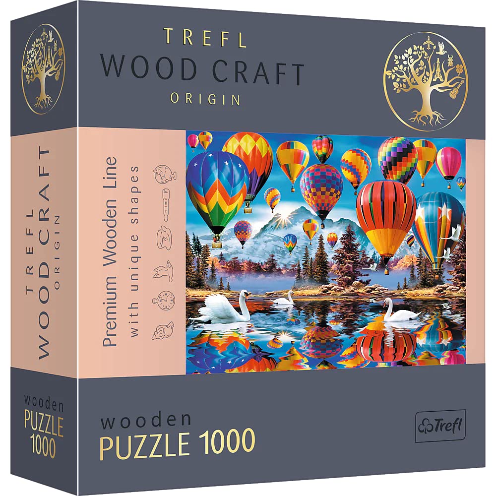 Trefl Colorful Balloons 1000 Piece Jigsaw Puzzle Wood Craft 27"x19" Irregular Shapes, 100 Puzzles of USA Monuments and Symbols, Modern Premium Puzzle, DIY, for Adults and Children from 12 Years Old Trefl