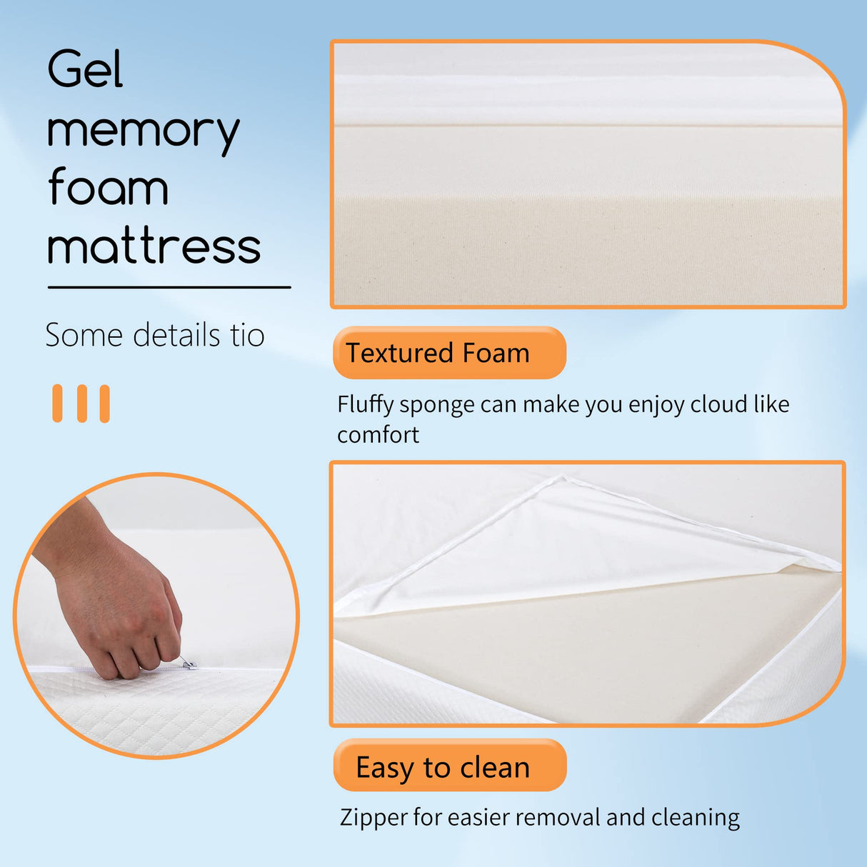 BestMassage | 5 Inch Twin Mattress | Gel Memory Foam | Medium Firm Feel | White | Bed in a Box, CertiPUR-US Certified | Pressure Relief, Cooling Ventilated Foam | Breathable Knit Cover BestMassage