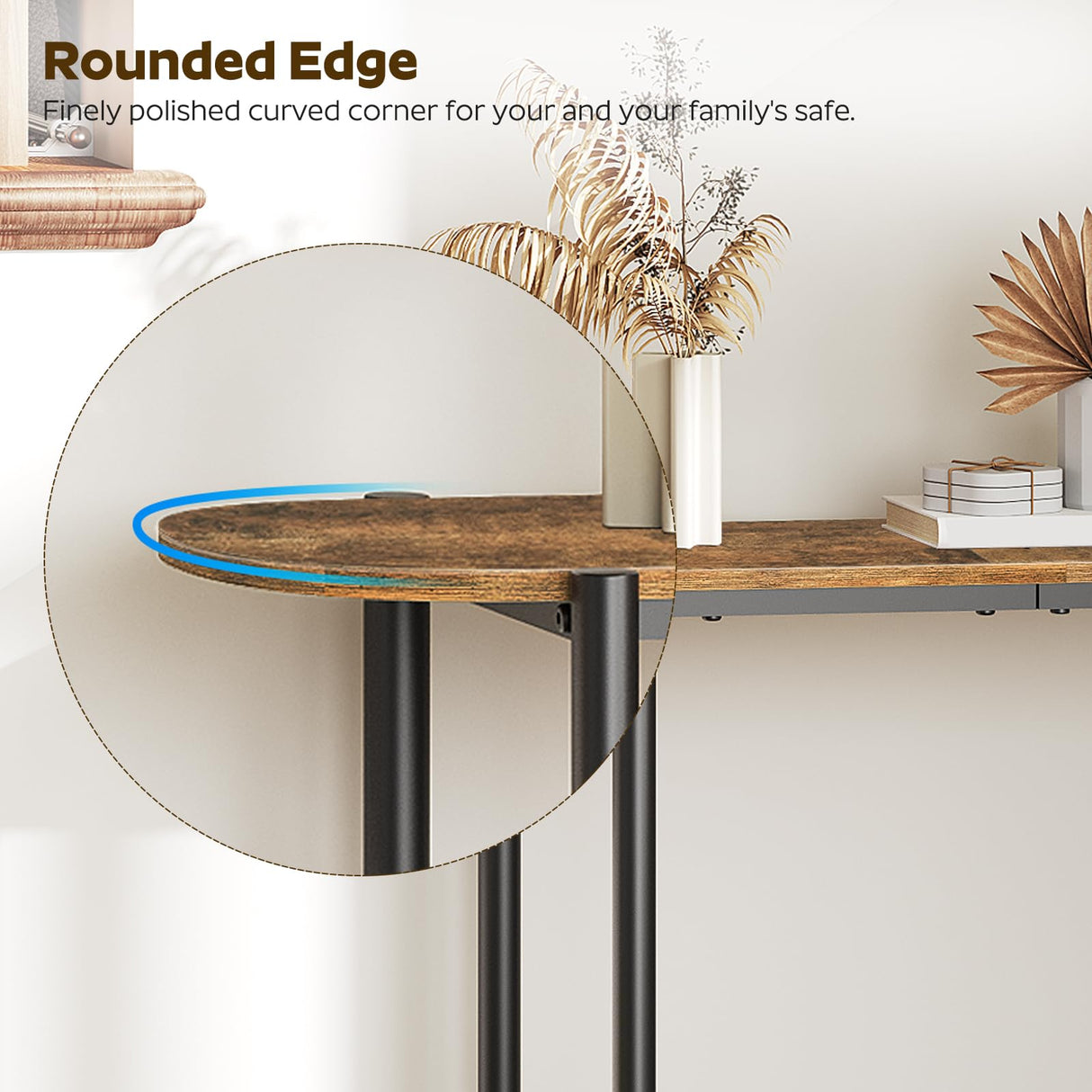 YATINEY Narrow Console Table, 2-Tier Small Entryway Table, 29.5" Thin Sofa Table with Storage, Behind Couch Table, Display Table, for Living Room, Hallway, Entryway, Rustic Brown and Black CT01BR YATINEY