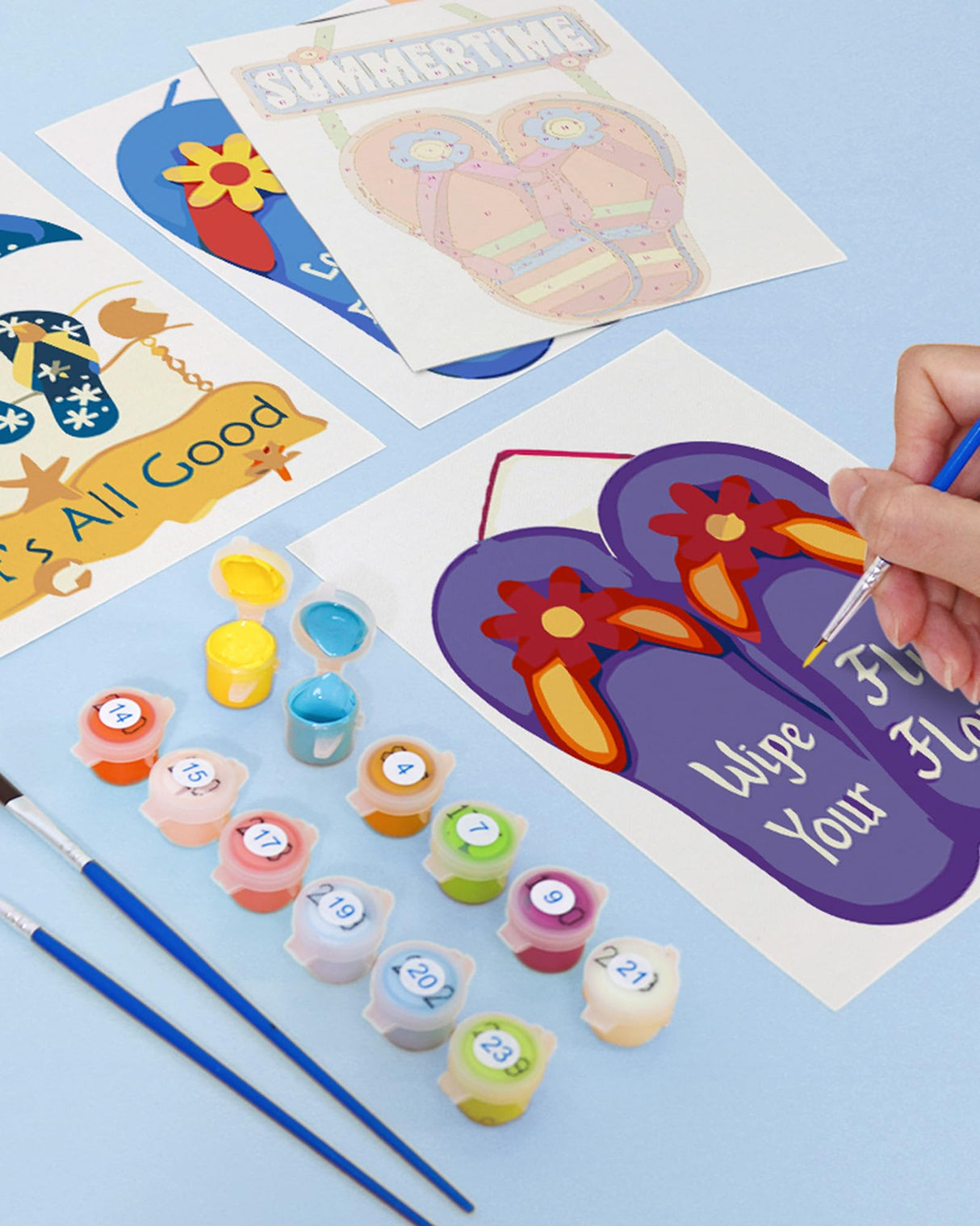 PeakLuv 6 Pack Flip-Flop Paint by Numbers Kits for Adults Beginners, Summer Vibes Themed Paint by Number on Canvas Without Frame, DIY Acrylic Oil Painting Kit, Creative Home Decor, 8x11 Inch PeakLuv