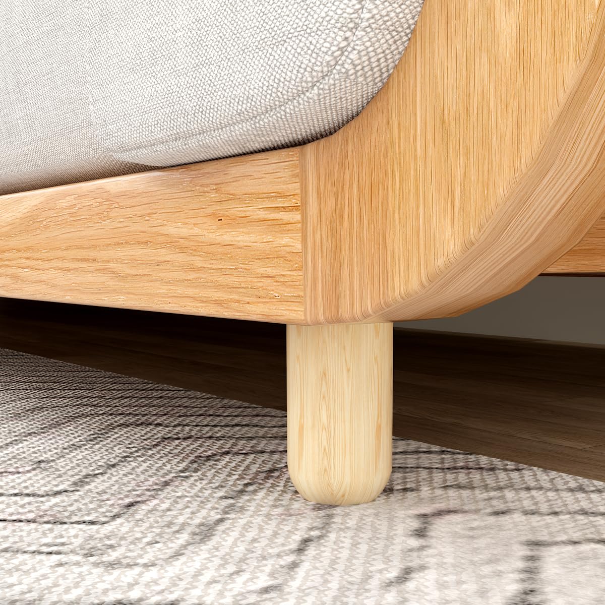 3 Inches Round Solid Wood Furniture Legs Set of 4 - Wooden Replacement Feet for Couch -Sofa Couch Chair Ottoman Bench Armchair Dresser Table Risers Parts Loveseat Coffee Table Cabinet WoodArtSupply