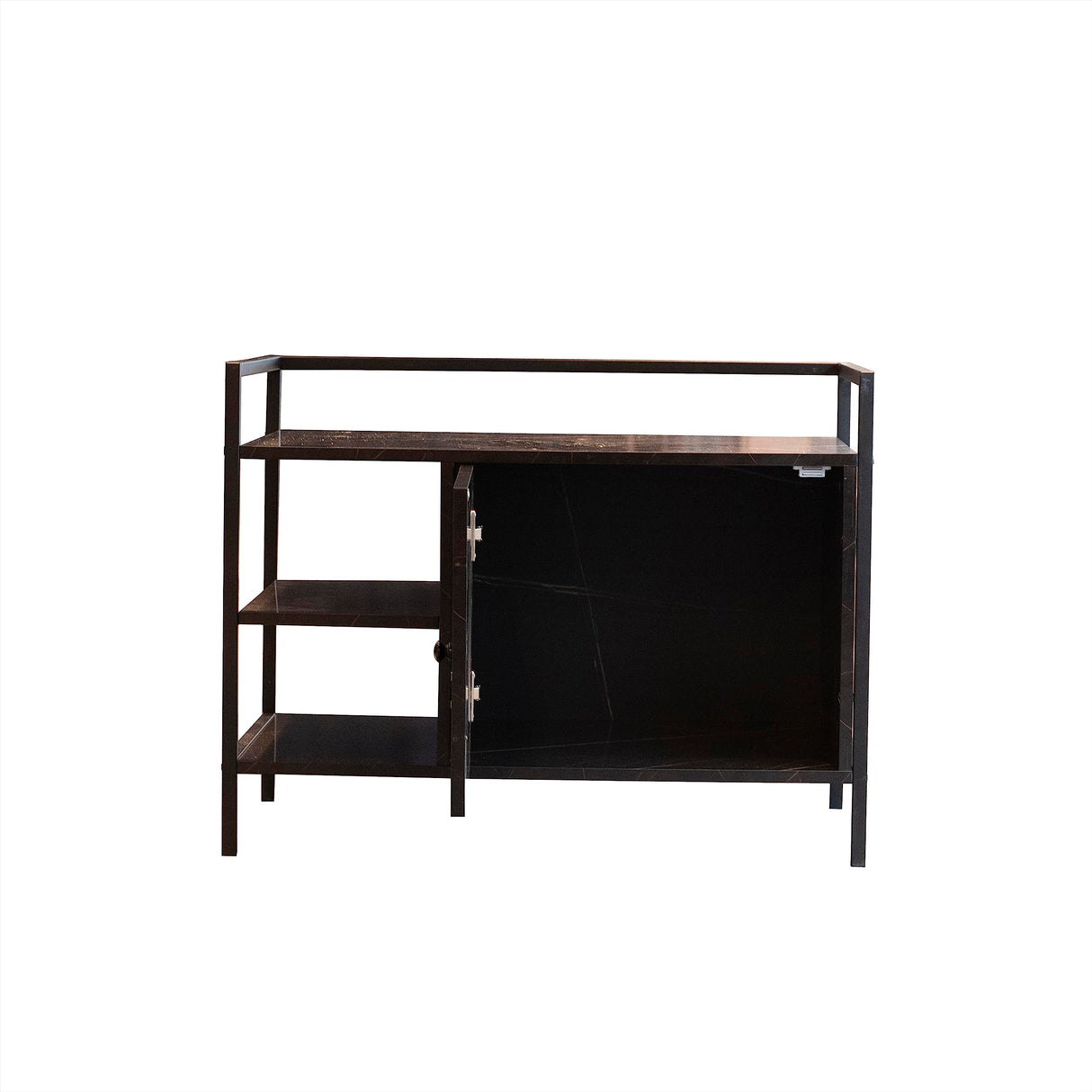 Metal-Frame Cat Litter Box Enclosure Furniture, Multi-Functional Storage Cabinet with Odor Control, Living Room Nightstand & Pet Playhouse for Cats Curtainboro