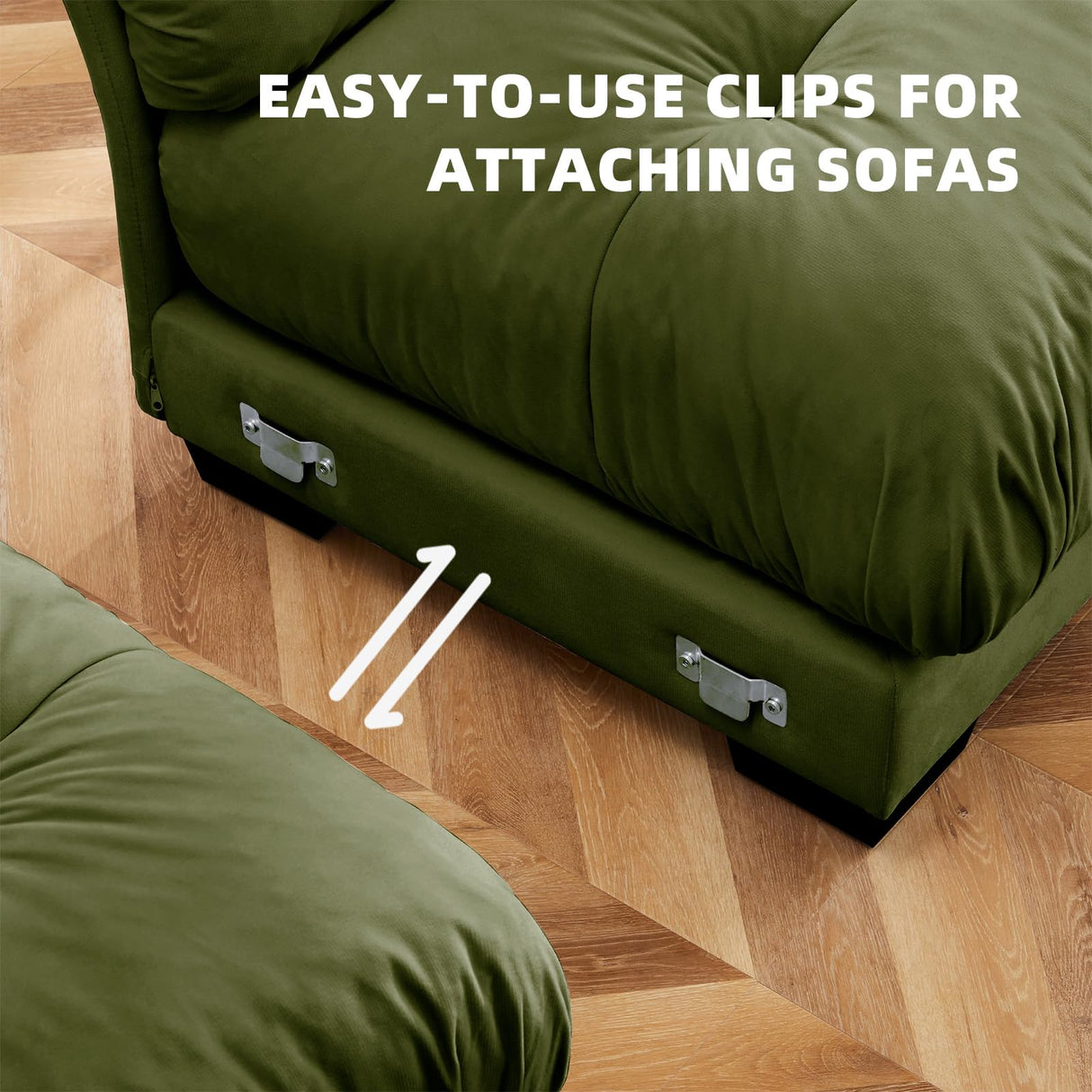 SoarTalent 93.7" Modern Oversized Modular Sectional Sofa 2-Seater Loveseat L-Shaped Cloud Couch with Ottoman,Pillows and Overthick Cushion for Living Room,Home Theater,Apartment,Velvet,Olive Green SoarTalent