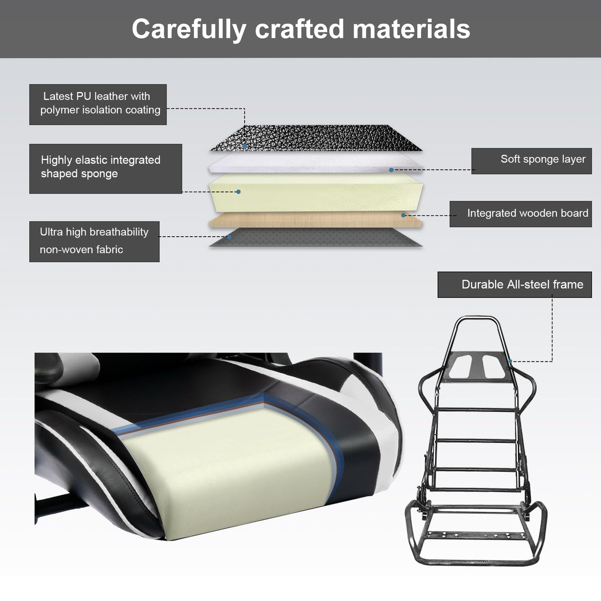 GTRACING Gaming Chair with Speakers Bluetooth Music Video Game Chair Audio Ergonomic Design Heavy Duty Office Computer Desk Chair (White) GTRACING