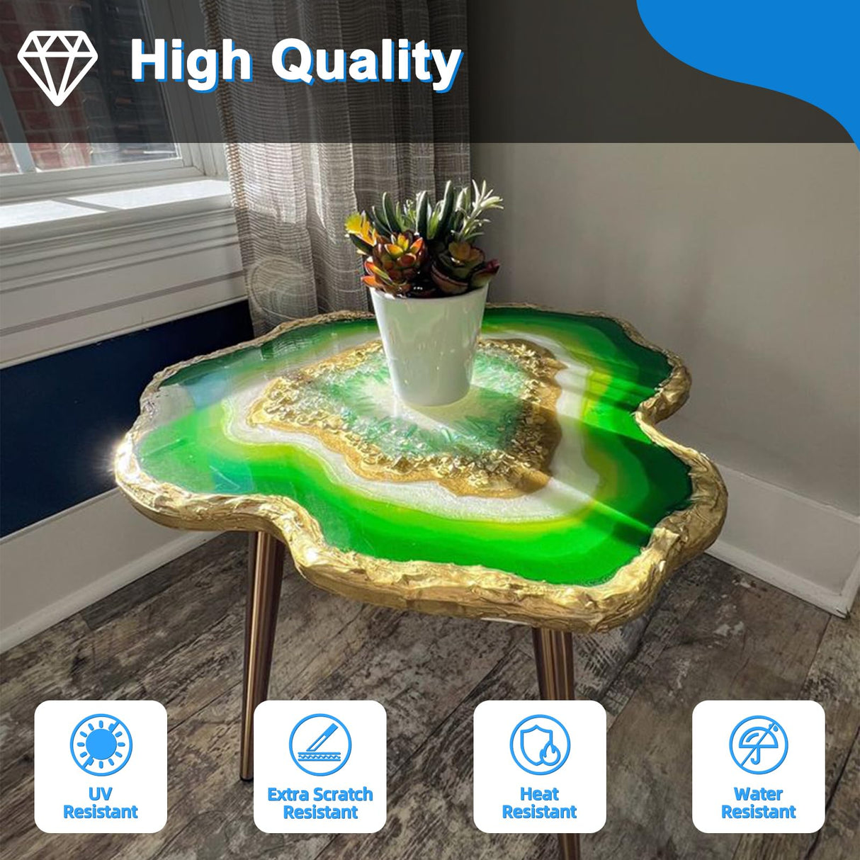 Shabebe Table Top Epoxy Resin 2 Gallon, Super Gloss & Crystal Clear Epoxy Resin Kit with UV Resistant & Self Leveling, Non Toxic Food Safe for River Tables, Live Edge Tables, Bar Tops, Countertops 1:1 Shabebe