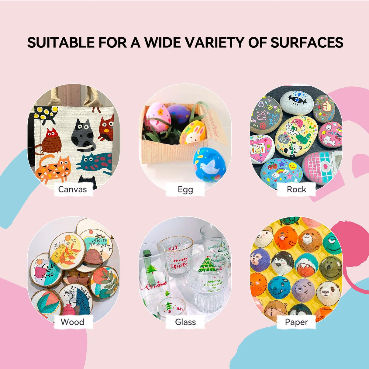 Arrtx Acrylic Paint Markers 64 Colors, Dual Tip Acrylic Paint Pens with Fine Tip and Brush Tip, Art Supplies for Rock Painting, Wood, Ceramic, Fabric, Glass, Card Making, DIY Crafts Arrtx