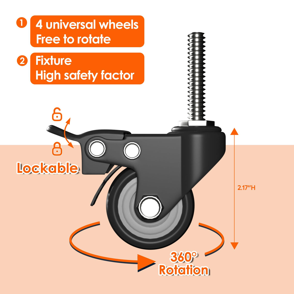 GangMei 73" H Garage Storage Cabinet with Optional Wheels, Metal Storage Cabinet with 2 Doors and 4 Adjustable Shelves for Garage Home Office, Black, Assembly Required, GangMei