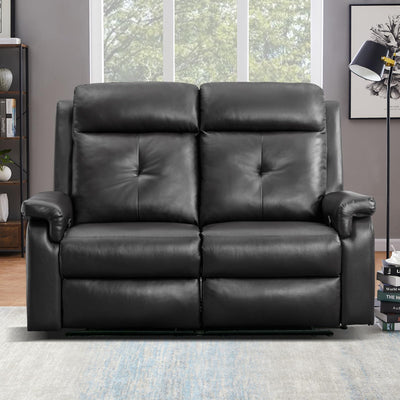 RIHEREFY PU Leather Reclining Loveseat with Heat and Massage, Double Loveseat Recliner with Side Pocket, Loveseat Recliner Sofa for Living Room, Home Theater, RV