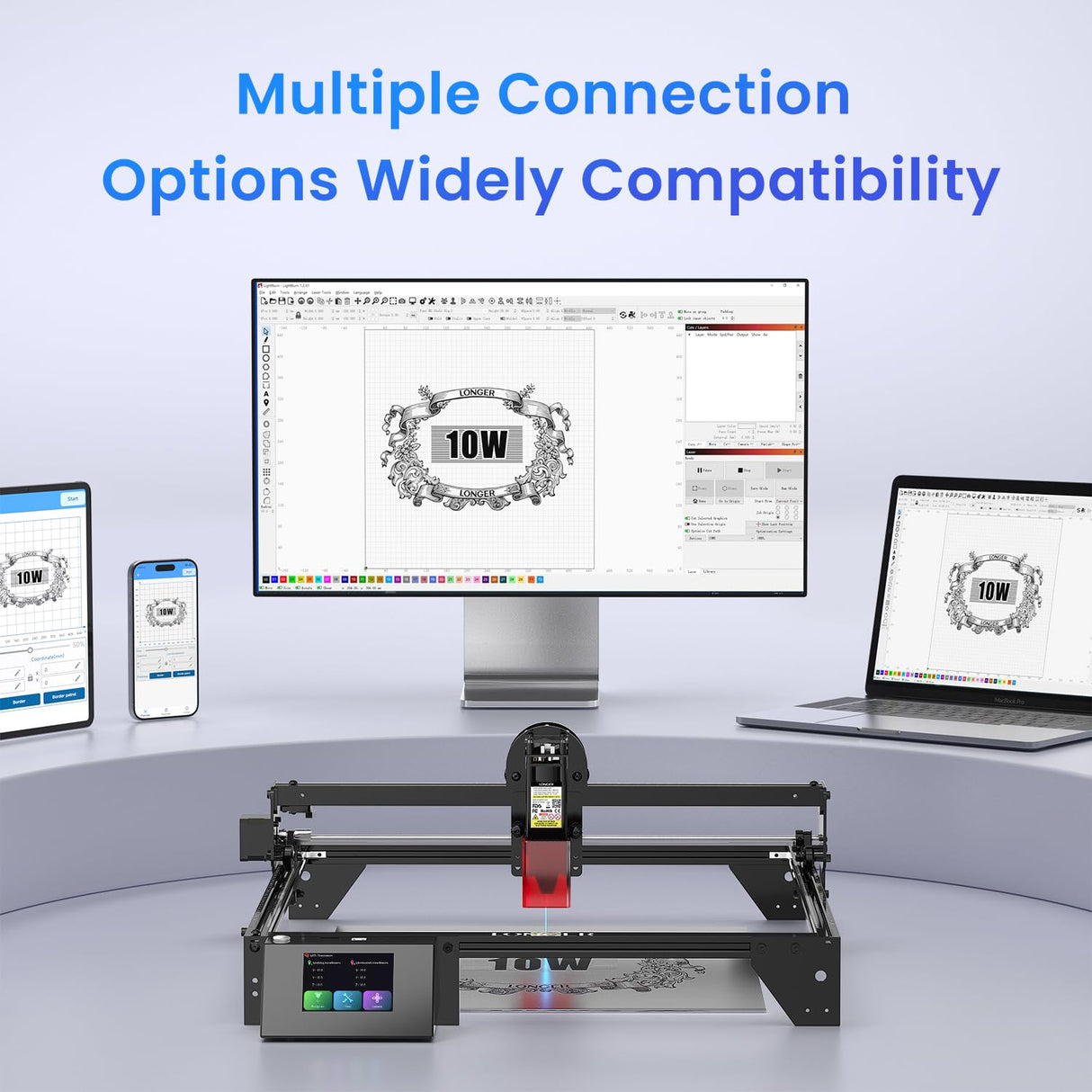 LGT Longer RAY5 Laser Engraver, 10W High-Precision Laser Engraver, Compressed Spot CNC, App Offline Control, DIY Engraving Tool for Metal/Glass/Wood, Engraving Area 15.7 "x15.7", Laser Class 2 Longer