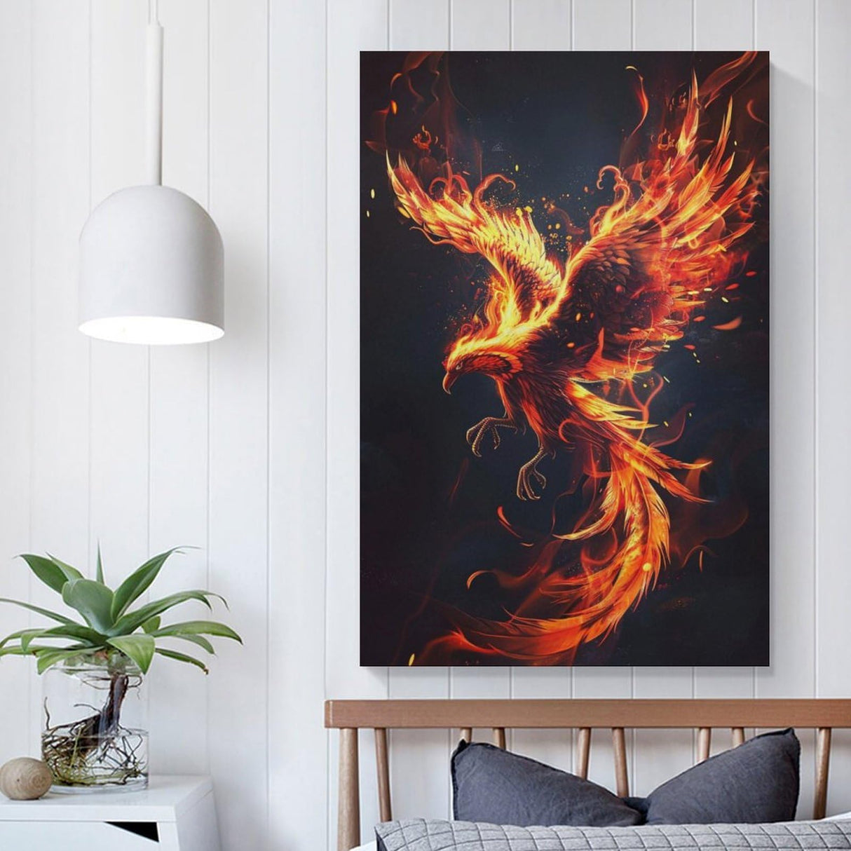 QEOPGNE Phoenix Rising Wall Art Fire Bird Fantasy Phoenix Canvas Art Prints Poster for Bedroom Office Living Room Pictures Paintings Cool Phoenix Wall Decor for Mens Women Unframed 12x18inch(30x45cm) QEOPGNE