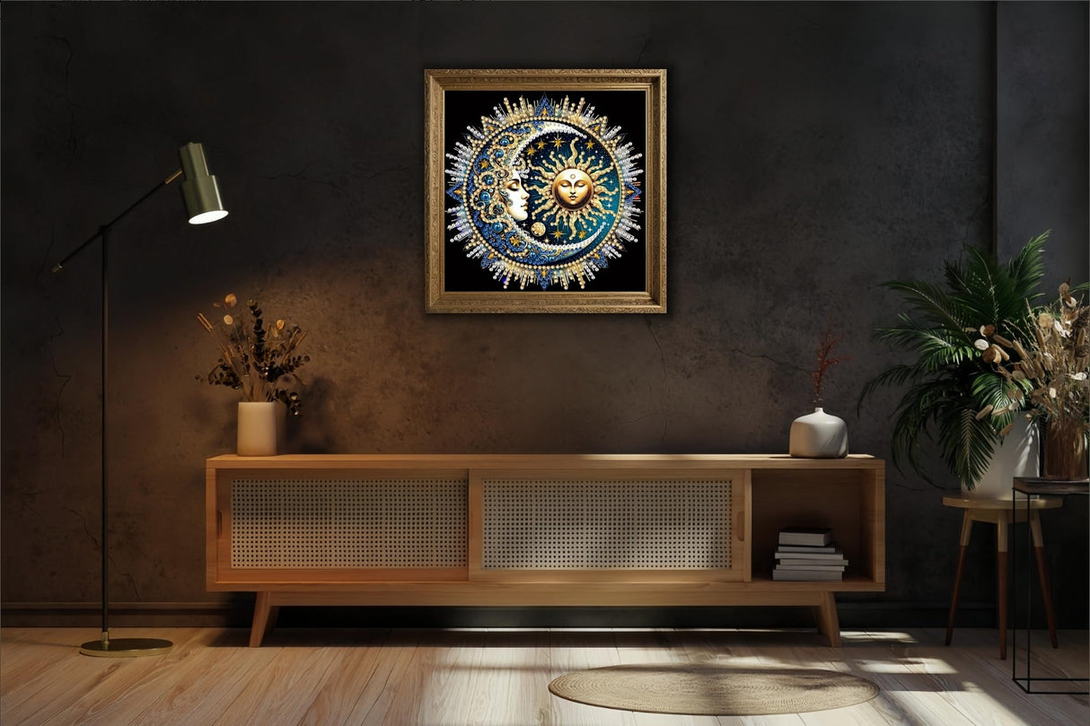 5D Diamond Art Kits for Adults,Sleepy Sun and Moon Special Shape Diamond Painting Kits for Beginners, DIY Crystal Diamond Dots Gem Art Craft for Home Decor 11.8x11.8 Inch Acelii