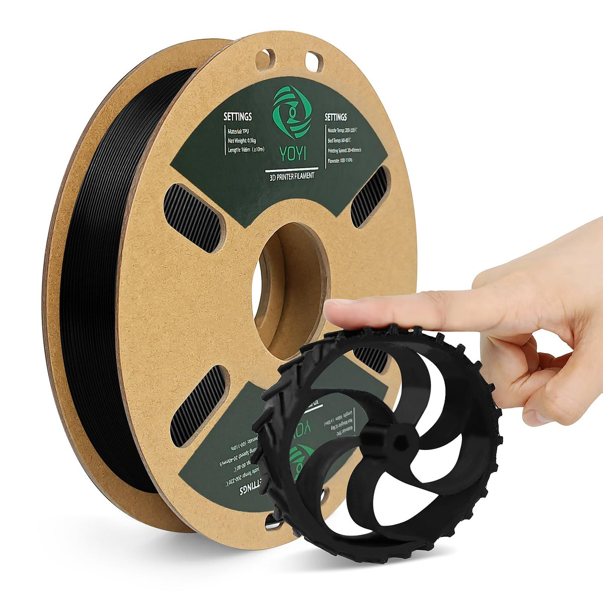 YOYI YOYI 3D Printer Filament, 95A TPU Filament 1.75mm, Flexible Filament, 0.5KG Spool,Dimensional Accuracy +/- 0.03 mm, Soft TPU Filaments of High Elasticity (Black) YOYI YOYI